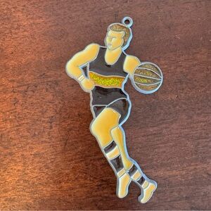 Vintage BASKETBALL PLAYER Purple Stained Glass Window Sun Catchers